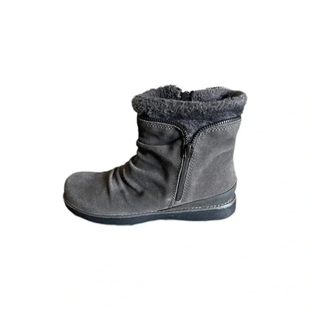 BareTraps Gray Suede Leather Faux Fur Larkspur Women’s Ankle Boots 7M - Picture 12 of 15